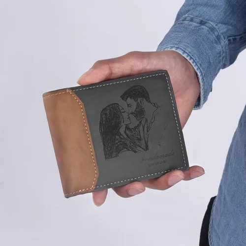 Vista 17 de Carteras personalizadas para hombres, cartera personalizada para hombre con imagen grabada y nombre, billetera delgada de cuero plegable, regalos