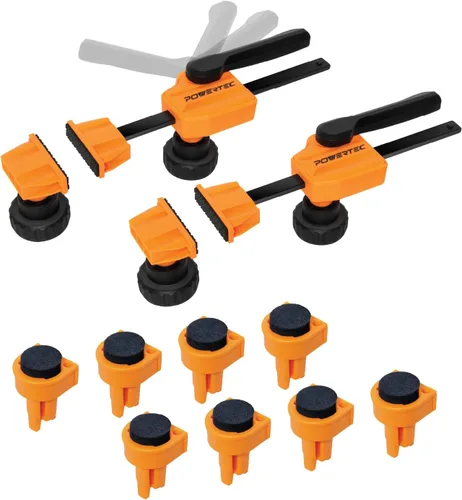 Vista 12 de POWERTEC 2 unidades de banco de aluminio con resorte para agujero de perro de banco de 3/4 pulgadas, banco para carpintería, se adapta a banco