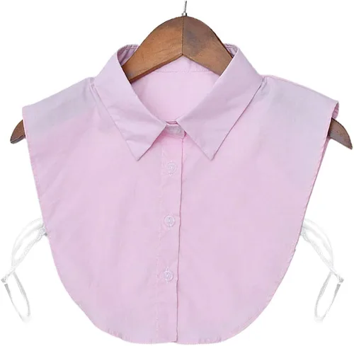 Vista 3 de Blusa de algodón para mujer, ajustable, color sólido, desmontable, media camisa, accesorios de ropa