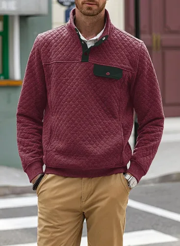 Vista 8 de JMIERR Sudadera acolchada para hombre, casual, de manga larga, cuello alto, con botones