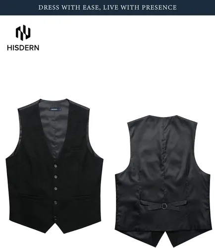 Vista 6 de HISDERN Vest 101 - Chaleco de traje ajustado para hombre con 3 bolsillos para negocios, formal, boda, baile de graduación y esmoquin casual
