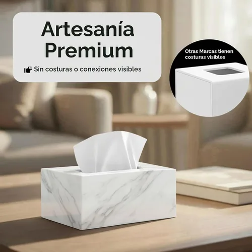 Vista 5 de Cubierta de Caja de Paños Rectangular - Soporte de Caja de Paños Rectangular - Compatible con Kleenex - Accesorios de Baño de Acrílico y Mármol