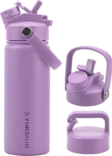 Vista 37 de Botella de agua de acero inoxidable de 32 onzas con tapa 2 en 1, botella de agua aislada al vacío de triple pared, a prueba de fugas, asa