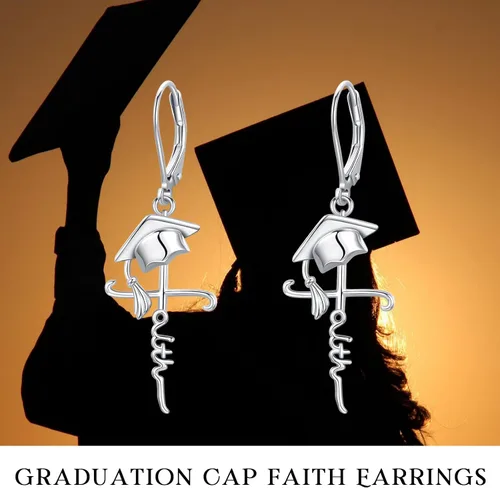Vista 5 de Aretes de plata de ley 925 con cruz de fe, aretes colgantes de cruz de fe, aretes de cruz de fe, regalos para mujeres, graduación, día de la madre