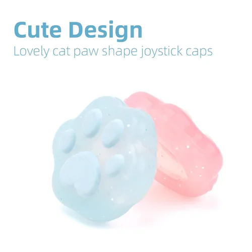Vista 2 de GeekShare Cat Paw Shape Thumb Grip CapsSoft Silicone Joystick Cover Compatible with Nintendo Switch OLED Switch Lite4PCS Glitter