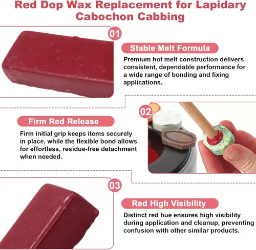 Vista 3 de showingo Cera DOP roja para corte y pulido de cabachon lapidario