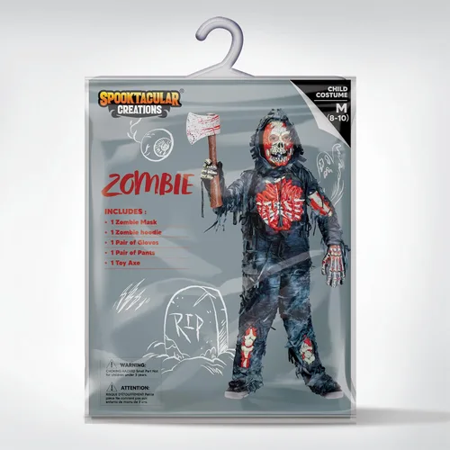 Vista 6 de Spooktacular Creations Disfraz de zombi para niños, disfraz de Halloween aterrador para niños, Halloween Negro