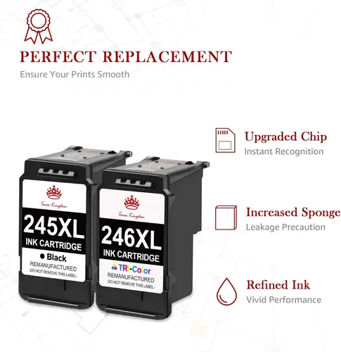 Vista 7 de Toner Kingdom Cartucho de tinta compatible 245XL 246XL de repuesto para Canon PG-245XL CL-246XL 243XL 244XL para PIXMA MX492 MX490 MG2522 MG2922