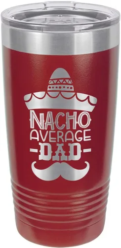 Vista 18 de NACHO AVERAGE DAD BLACK Vaso de bebida de 20 onzas con pajita Taza de viaje grabada con láser Comparar con Yeti Rambler Idea de regalo papá