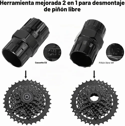 Vista 2 de Oumers Herramienta de extracción de casete de bicicleta, látigo de cadena de bicicleta+llave de pedal+herramienta de extracción de rueda libre 2