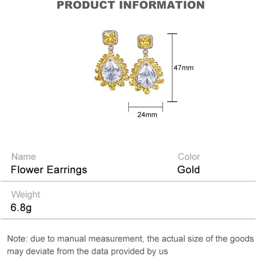 Vista 2 de Aretes colgantes brillantes de oro de 18 quilates, aretes colgantes de cristal en forma de lágrima para bodas, regalo ideal para la novia y ella