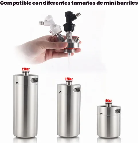 Vista 3 de Mini dispensador de barriles, lanza de barril de cerveza, acero inoxidable, bloqueo de bola doble, de ajuste rápido, mini lanza de barril