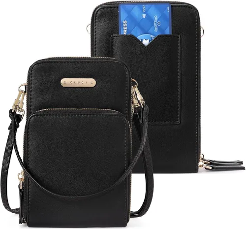 Vista 7 de CLUCI - Bolsa pequeña cruzada para mujer de piel para el hombro para celular cartera de moda diseñada para viajar