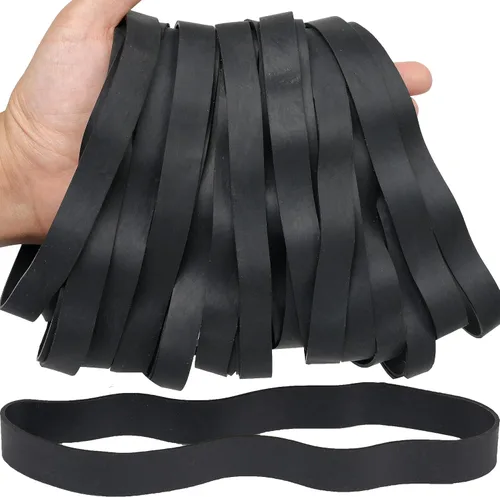 Vista 5 de AMUU Bandas de goma gruesas tamaño #107, bandas de goma anchas 30 paquetes negros, bandas elásticas grandes y largas para suministros de oficina