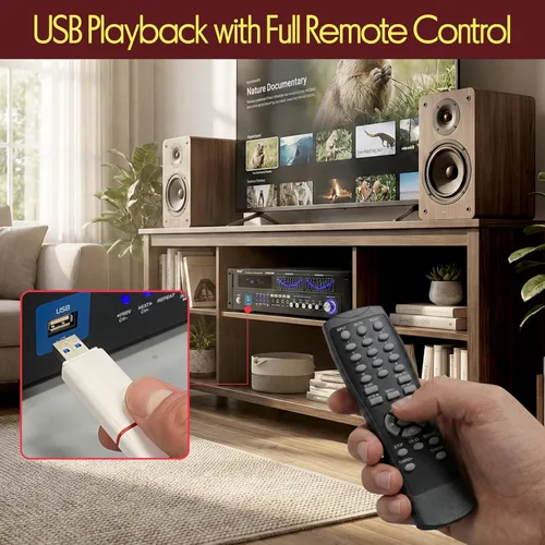 Vista 10 de [Usado] Pyle - Amplificador híbrido Bluetooth para el hogar - Receptor de amplificador de potencia estéreo de montaje en rack de 6 canales, 2000 W