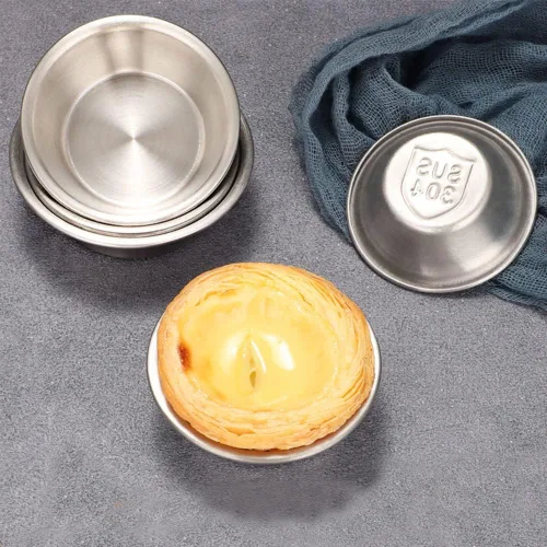 Vista 4 de 10 moldes para tarta de huevo, molde de acero inoxidable para hornear cupcakes, moldes de postre reutilizables para la cocina del hogar (S)