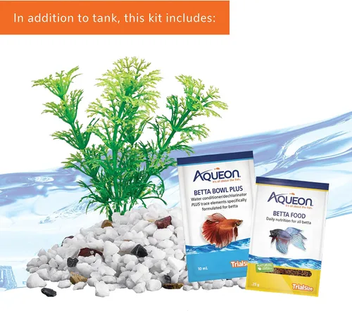 Vista 3 de Aqueon Betta Puzzle - Kit de tanque de peces de acuario, azul, medio galón