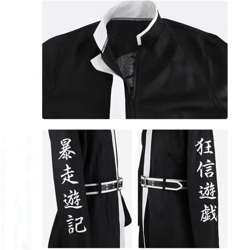 Vista 5 de AwwwCos Cosplay Costume for Men Black Jacket Suit Pants Belts Uniform Halloween Party Outfit