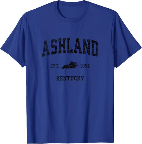 Vista 28 de Ashland Kentucky KY Vintage Sports Design Camiseta de impresión negra Asfalto