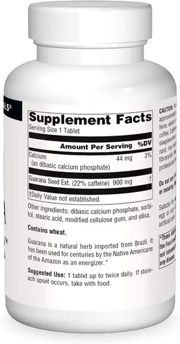Vista 3 de Source Naturals Guaraná Energizer 900 mg Caffiene y Energía - 200 Tabletas
