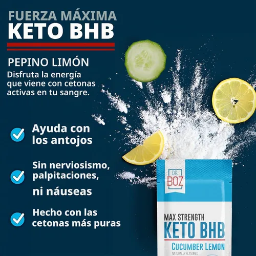 Vista 2 de Dr. Boz Keto BHB en polvo, pepino y limón, cetonas exógenas, 20