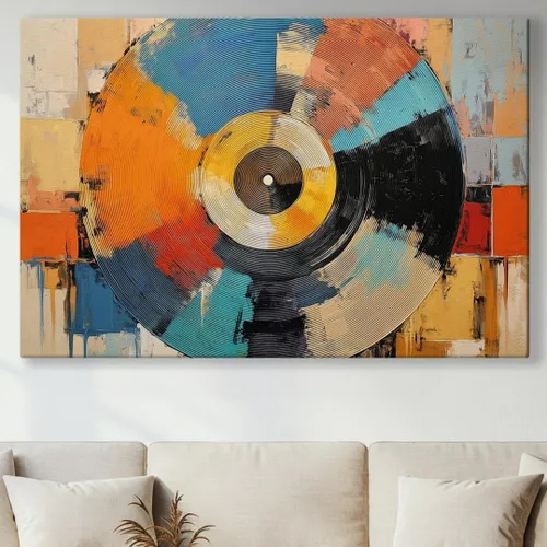Vista 23 de LuxeWood Arte de Pared Musical en Lienzo - Impresiones Temáticas Musicales Medianas y Grandes para Sala de Estar, Oficina, Estudio, Airbnb