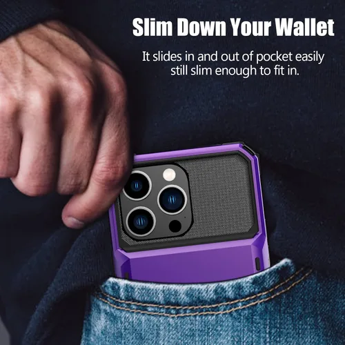Vista 110 de Nvollnoe - Funda para iPhone 14 con tarjetero [tienda de 5 tarjetas] Negro - Almacenamiento más grande