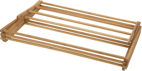 Vista 3 de Household Essentials Estante de secado de ropa plegable de bambú, estante de lavandería de lujo con 11 clavijas, respetuoso con el medio ambiente