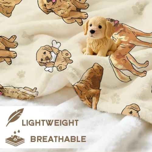 Vista 4 de Manta de Golden Retriever - Manta de franela suave y forro polar para perros para amantes de mascotas, mujeres, niños, niñas - 40" x 30