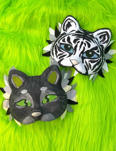 Vista 5 de 5 máscaras de gato Therian - Malla de ojos preinstalada, base de máscara