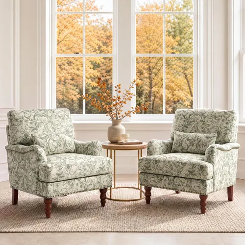 Vista 13 de Mid-Century - Silla decorativa moderna con almohada lumbar, color gris Chenille Gris Claro