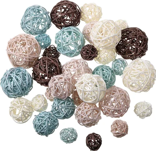 Vista 16 de Patelai 36 Piezas Bolas de Mimbre de Ratán Bolas Decorativas para Jarrón Centro de Mesa Cuencos Esferas de Relleno para Decoración del Hogar, 4 Boho