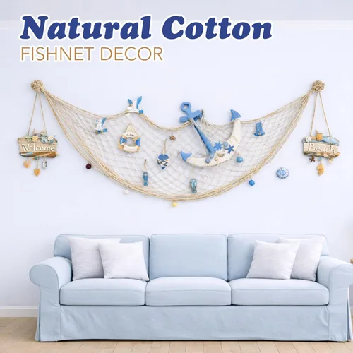 Vista 9 de 4E's Novelty Red decorativa de pescado, paquete de 3, decoración de red de algodón natural, cada uno de 14 x 4 pies, para decoraciones de fiesta