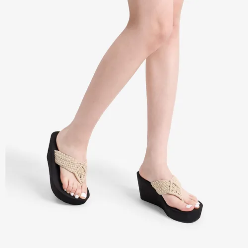 Vista 6 de DREAM PAIRS Women's Platform Flip Flop Arch Support Comfortable Woven Strap Soft Cushion Wedge Flip Flops Summer Thong Sandals