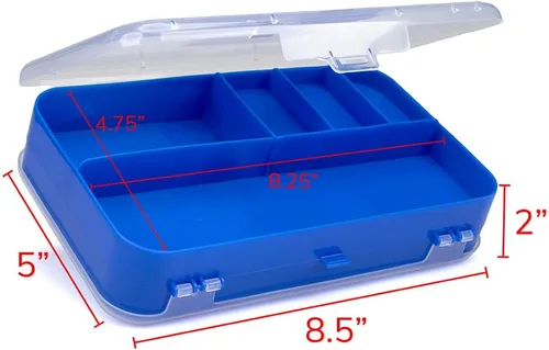 Vista 2 de Craft County Caja de lápices transparente Caja de utilidad de doble cara Organizador de suministros de oficina Azul