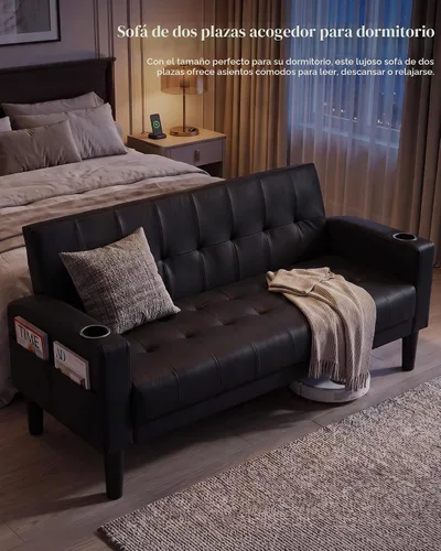 Vista 8 de 62 '' negro imitación cuero copetudo tapicería Loveseat para sala de estar