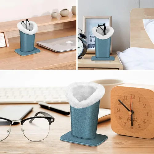 Vista 214 de Fintie Soporte para anteojos forrado de felpa con base magnética, estuche de cuero vegano prémium para lentes