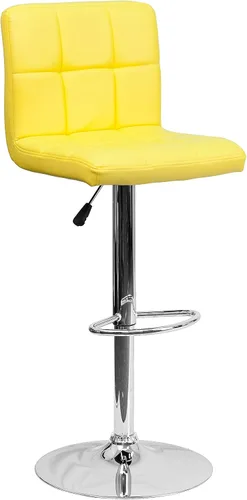 Vista 17 de Flash Furniture Kathleen - Taburete de bar contemporáneo de vinilo acolchado negro con altura ajustable con base cromada