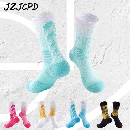 Vista 7 de JZJCPD 5 pares de calcetines deportivos para hombre, gruesos, acolchados, deportivos, baloncesto, correr, entrenamiento, calcetines de compresión