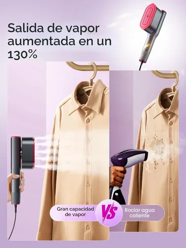 Vista 6 de DRFLASH Plancha y vaporizador 2 en 1 para ropa, calentamiento rápido en 15s, vaporizador portátil de 1200W, tamaño para viajes con gran panel