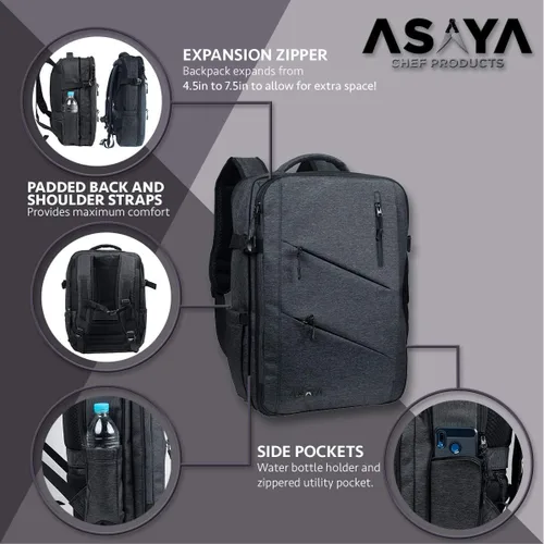 Vista 14 de Asaya Mochila para cuchillos de chef con bolsa enrollable de 20 bolsillos, más de 30 bolsillos para cuchillos, cuchillos no incluidos (marrón)