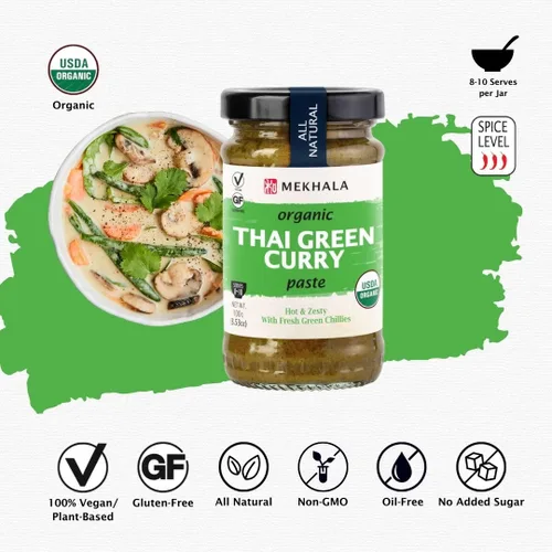 Vista 3 de Mekhala Pasta de curry verde tailandés sin gluten orgánica 3.53 onzas