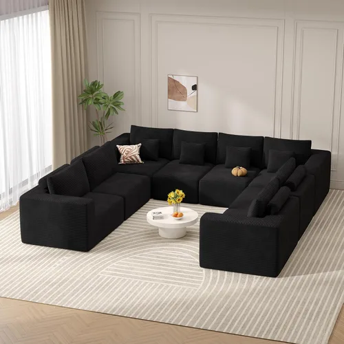Vista 14 de Sofá cama modular, sofás de nube convertibles para sala de estar, 2 tumbonas de pana sin hueso, sofá cama de gran tamaño para dormitorio,