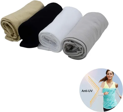 Vista 2 de LiXiongBao 4 pares de mangas de protección solar UV, UPF 50 manga de compresión deportiva refrescante para mujeres, hombres y adolescentes, suave