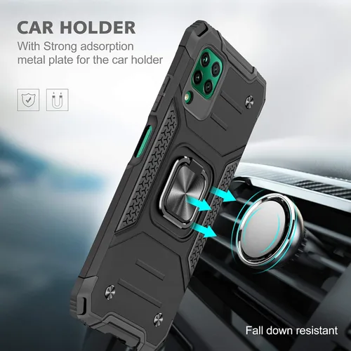 Vista 4 de Asuwish Funda compatible con Huawei P40 Lite y protector de pantalla de vidrio templado, accesorios para celda, soporte de anillo, fundas