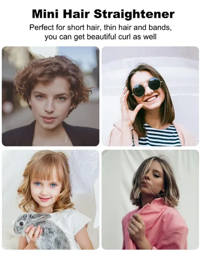 Vista 7 de Mini plancha plana para cabello corto y flequillo, plancha plana pequeña de 0.7 pulgadas para viajes