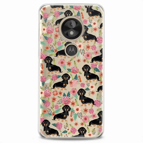 Vista 8 de Funda de TPU compatible con Motorola G9 G8 Plus G7 E20 P40 Z4 Edge 20 G22 Stylus Clear Cute Dogs Design Print Kawaii Floral Wiener Cute Flowers Girl