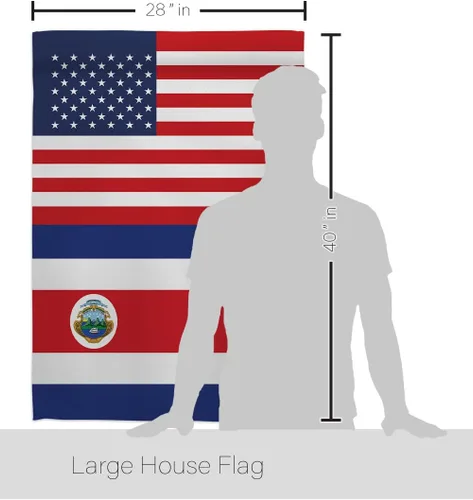 Vista 2 de Bandera de la Amistad de la Copa Mundial de Costa Rica, Estados Unidos, para sala, arte de pared, mástiles para exteriores, patio, porche, césped