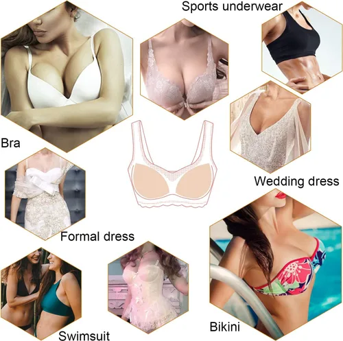 Vista 7 de TopBine 3 pares de almohadillas redondas de brasier insertadas en el pecho para coser en copas de brasier para mujer