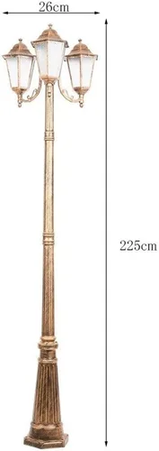Vista 7 de Vintage 3-Lights Waterproof Antirust Aluminum Column Lamp 2.25M Pathway Tabletop Lighting for Courtyard Pillar Post Bollard Lantern Aluminum